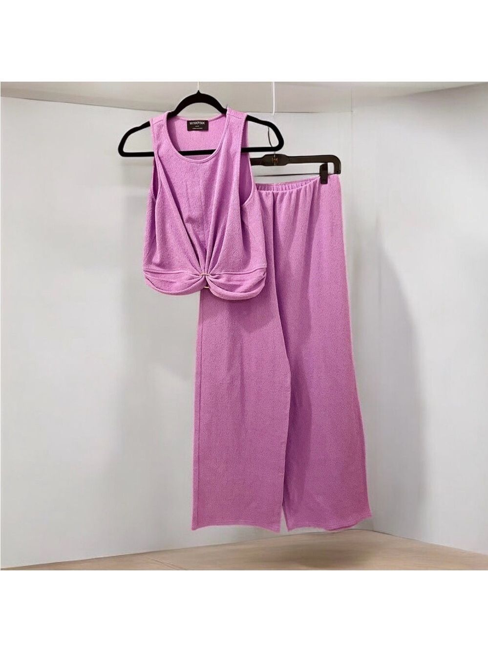 MINKPINK Genie Crop Top and Flowy Wide Leg Pants, Size M, Purple, Relaxe…